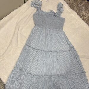 Old Navy Light Blue Striped Kids Dress